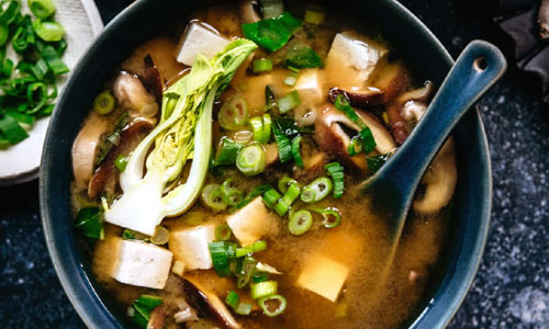 Warm bowl of traditional miso soup